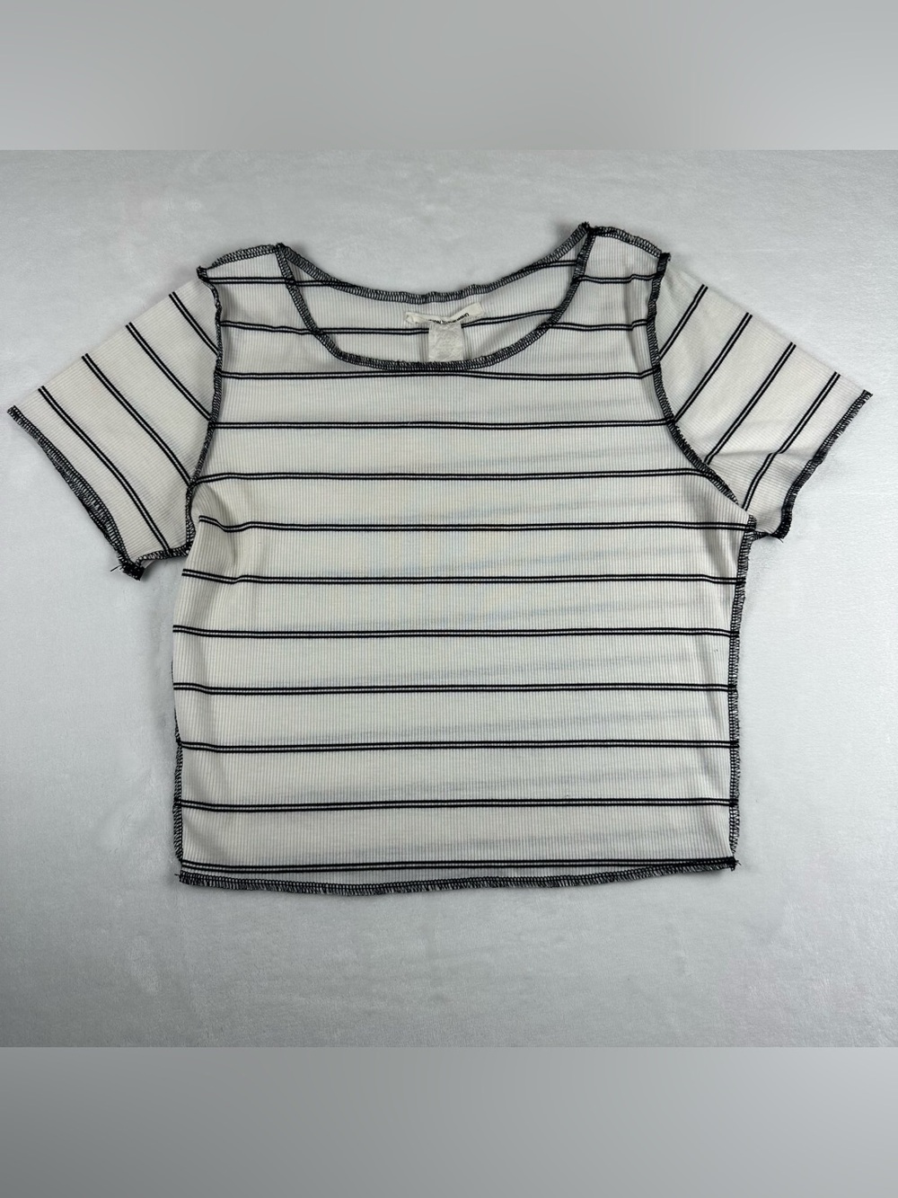 Caution To The Wind Striped Crop Top - White & Black